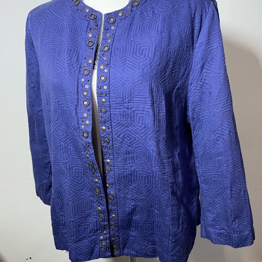 Royal Blue 16 P Empire neck jacket. Gold embellishments 100 percent Co…